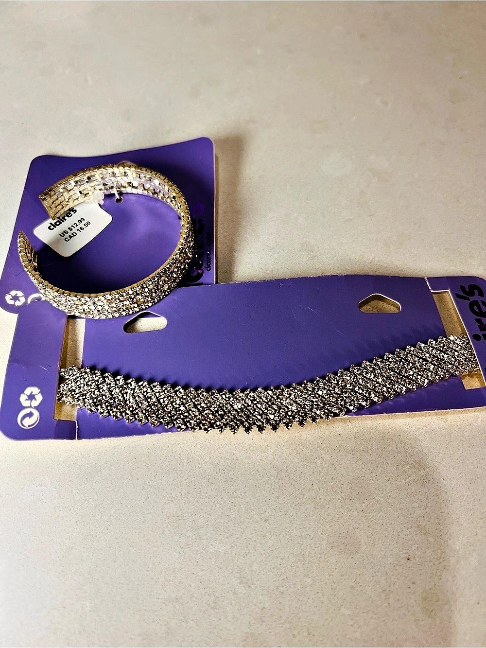 claires Rhinestone Bracelet in Silver and 11necklace